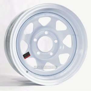   Trailer Rims Wheels 14 14X6 5 Lug Hole Bolt White Spoke Automotive