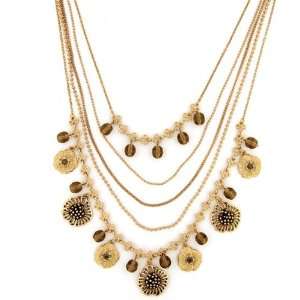  Summer Blooms Five Strand Layered Look Necklace Jewelry