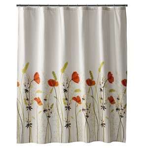   Floral Fabric Shower Curtain   White & Floral Shower Curtain  