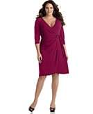    Studio M Plus Size Dress, Berry Color Three Quarter Sleeve 