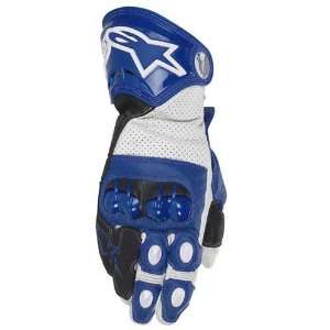   Tech Mens Leather Sports Bike Racing Motorcycle Gloves   Blue / Small