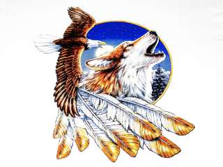 NATIVE AMERICAN EAGLE AND WOLF T SHIRT WHITE SIZE LARGE NEW  