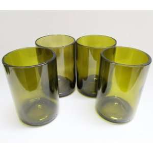  Wine Glasses From Amber Wine Bottles   Set of Four Short Amber 