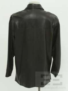 Andrew Marc Black Leather Mens Reefer Jacket Size Medium  