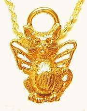 New Guardian Angel cat kitten charm Gold plated Jewelry  