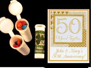 50th Anniversary party favors personalized candy tubes  