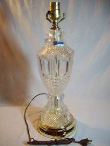 Vintage Lead Crystal Table Lamp Diamond Cut Thumprint / New with Tags 