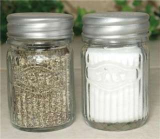 Hoosier Cabinet Mission Glass Jar Salt & Pepper Shakers  