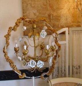  Gilt Antique PORCELAIN ROSES Chandelier European Designer Lamps  