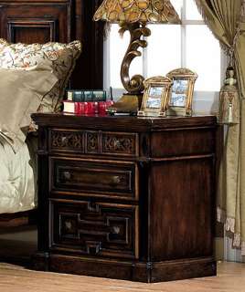Antique Chestnut 3 Drawer Nightstand Bedside Table  