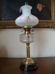  TALL ANTIQUE VICTORIAN TWIN BURNING TABLE OIL LAMP C1895  
