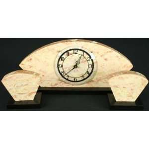  Antique French Art Deco Marble Garniture Mantle Clock 