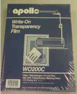 Apollo Write on Transparency Film   100 sheets  