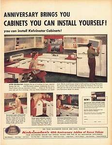 1954 AD Kelvinator mid century kitchen appliances and cabinets  