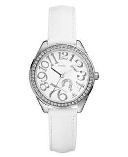GUESS Watch, Womens White Leather Strap G75960L   Womens Watches 