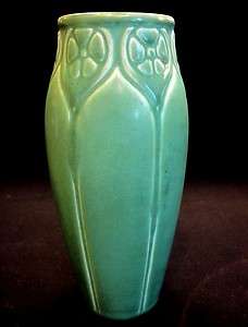 ROOKWOOD Matte Green 7 Art Deco Vase   Floral Design  