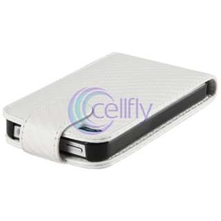 White Leather Case Cover+Privacy Protector Accessory For iPhone 4 4G 