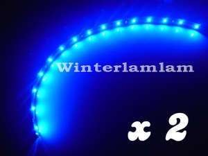 Blue 2 x 30cm Flexible Car LED Strip Neon Light 12V  