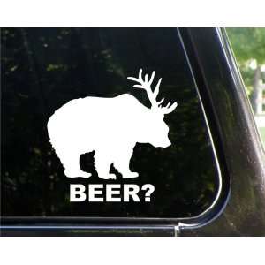  Bear + Deer  BEER? funny decal / sticker Automotive