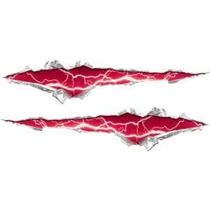   Ripped / Torn Metal Look Decals With Pink Lightning Strike Automotive