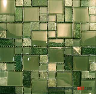   Green Crystal Glass Pattern Mosaic Kitchen Backsplash Sink Bath  