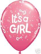   Its A GIRL (6) Latex Helium Quality Balloons Baby Shower Party  