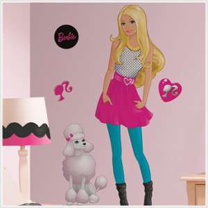BARBIE Doll BiG Wall Mural Decals Poodle Dog Stickers  