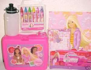 new BARBIE TOY lot toys SCHOOL SUPPLIES LUNCH BOX SET  
