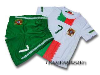 Kids 7 Portugal National Soccer Jersey+Short Set a Size L Xmas Gift 