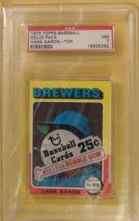   1975 Topps Baseball Cello Pack PSA 7 HANK AARON 1964 MVP CARD  