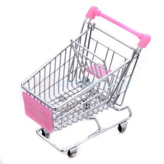 New Mini Shopping Cart Desk Holder Metal Basket Organizer Accessory 