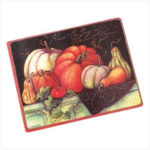 Fall Harvest Holiday Theme Kitchen Glass Cutting Board  