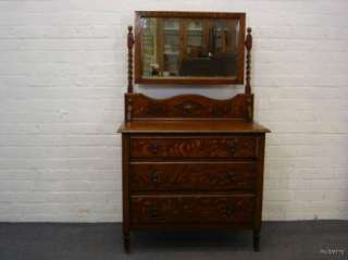   Edwardian 1920s Oak 3 piece Bedroom set   Wardrobe / Vanity / Chest