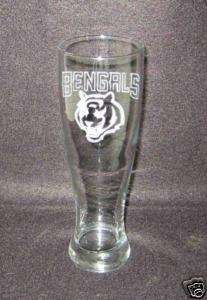 Cincinnati Bengals Glass   2 New Etched Beer Glasses  