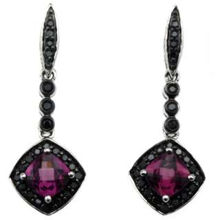 10k white gold black diamonds and tourmaline earrings  