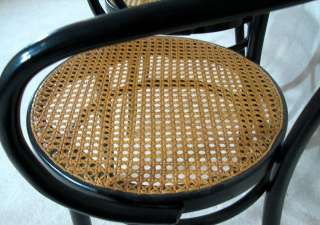 Vintage Polish Bentwood & Caned Chairs Black Wood and Cane  