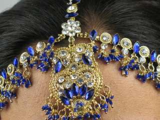 Bollywood Costume Jewellery Matha Patti Royal Blue  
