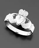    Mens 14k White Gold Claddagh Ring  