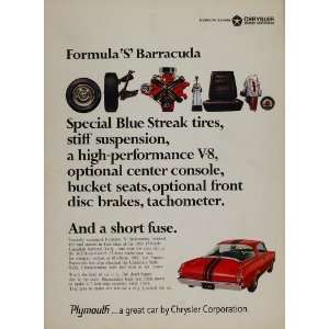 1966 Ad Red Plymouth Formula S Barracuda Muscle Car   Original Print 