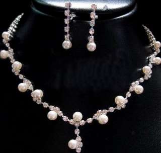BRIDAL BRIDESMAID WEDDING JEWELRY FAUX PEARL FINE CHARMING NECKLACE 