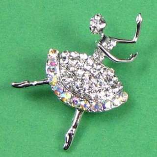    1p Austrian rhinestone crystal ballet dancer brooch pin