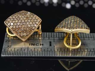 10K LADIES YELLOW GOLD 1.90 CT CHOCOLATE BROWN DIAMOND EARRINGS HOOPS 