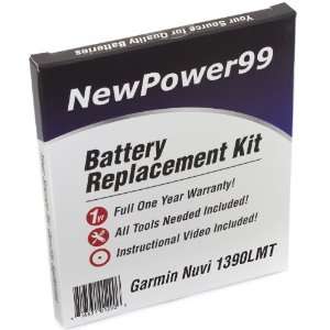 Battery Replacement Kit for Garmin Nuvi 1390LMT with Installation 