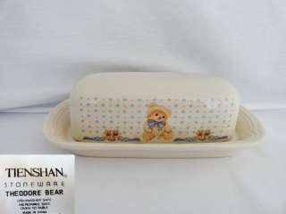 Tienshan Theodore Bear Covered Butter Dish  