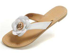      Tory Burch Flower Breely Sandals Shoes Flip Flop Thong White