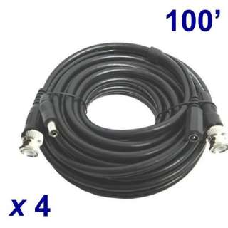 PACK OF 4 SIAMESE RG59U CCTV 100 POWER CAMERA CABLES  