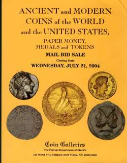COIN GALLERIES CATALOG 2004 ANCIENT COINS CANADIAN GOLD AND SILVER 