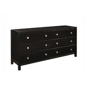  Drawer Dresser Contemporary Style in Solid Black Finish 
