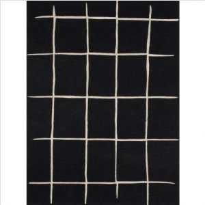  Leather Patch Bistro Black Contemporary Rug Size 5 x 8 