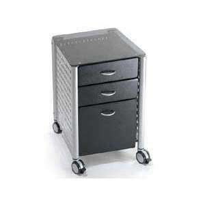  Black Tempered Glass Three Drawer File Cabinet By Leda 